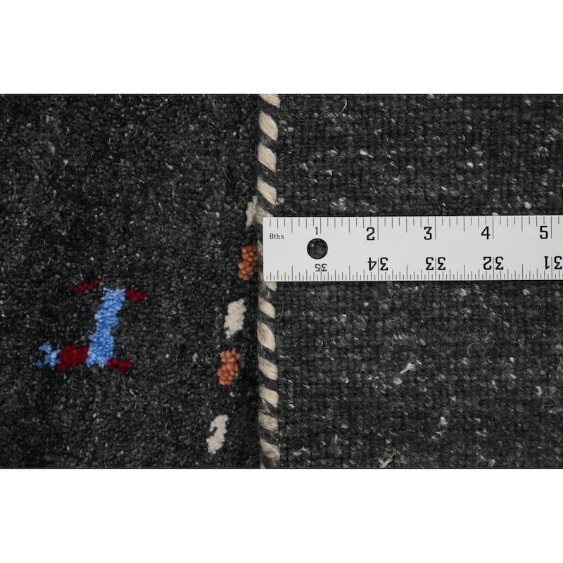 Hand Knotted Oriental 100% Wool Carpet Tribal Animal Pictorial Greys & Charcoal Gabbeh Area Rug - 7' 11'' X 5' 0''