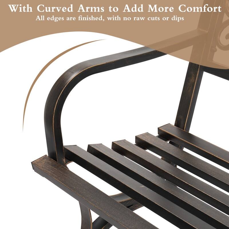 Patio 50 in. Powder Coated Iron Park Bench