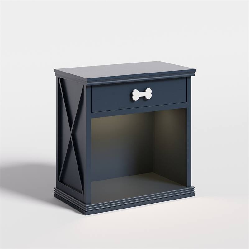 Wood Storage Cabinet with Led Light and Drawer