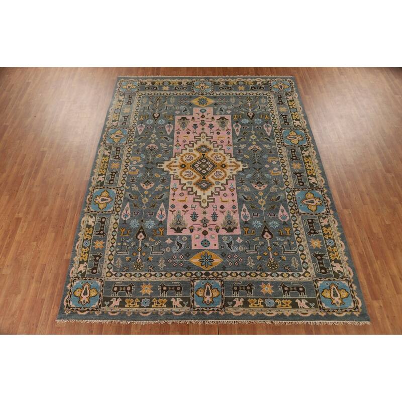 Tribal Geometric Heriz Serapi Oriental Area Rug Handmade Wool Carpet - 9'2" x 11'10"