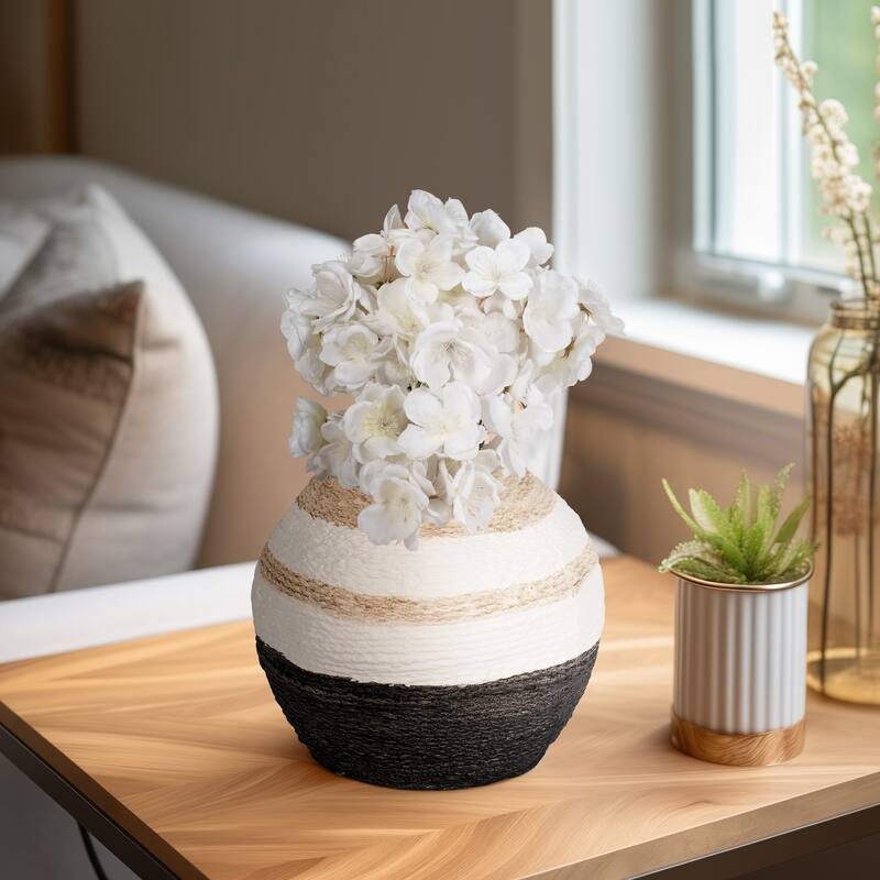 Sagebrook Home Striped Woven Textured Vase, Multi, Round
