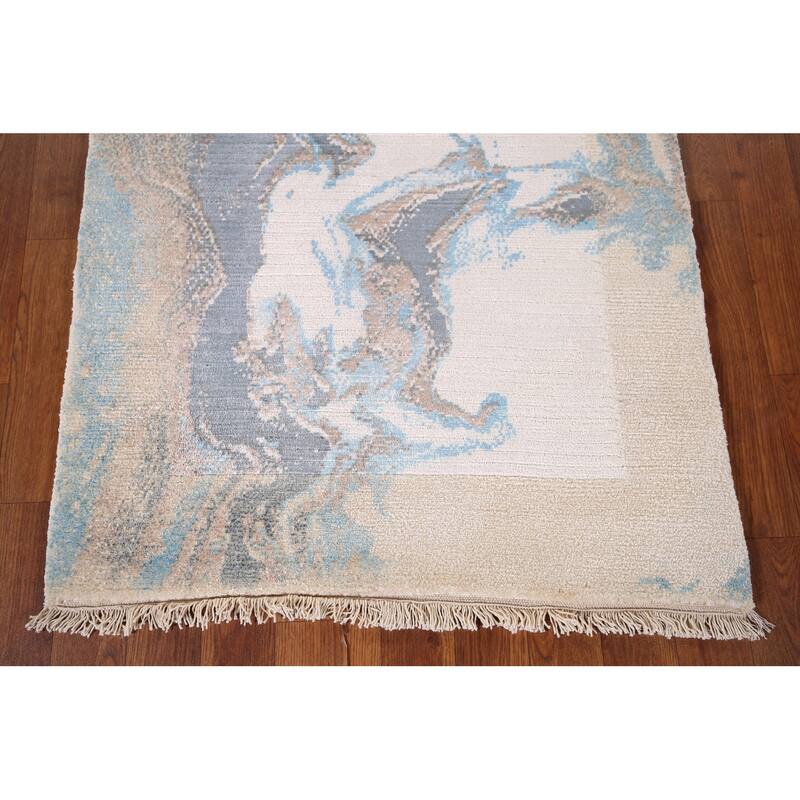 Striped Modern Abstract Foyer Rug Hand-Knotted Wool Carpet - 2'8" x 4'11"