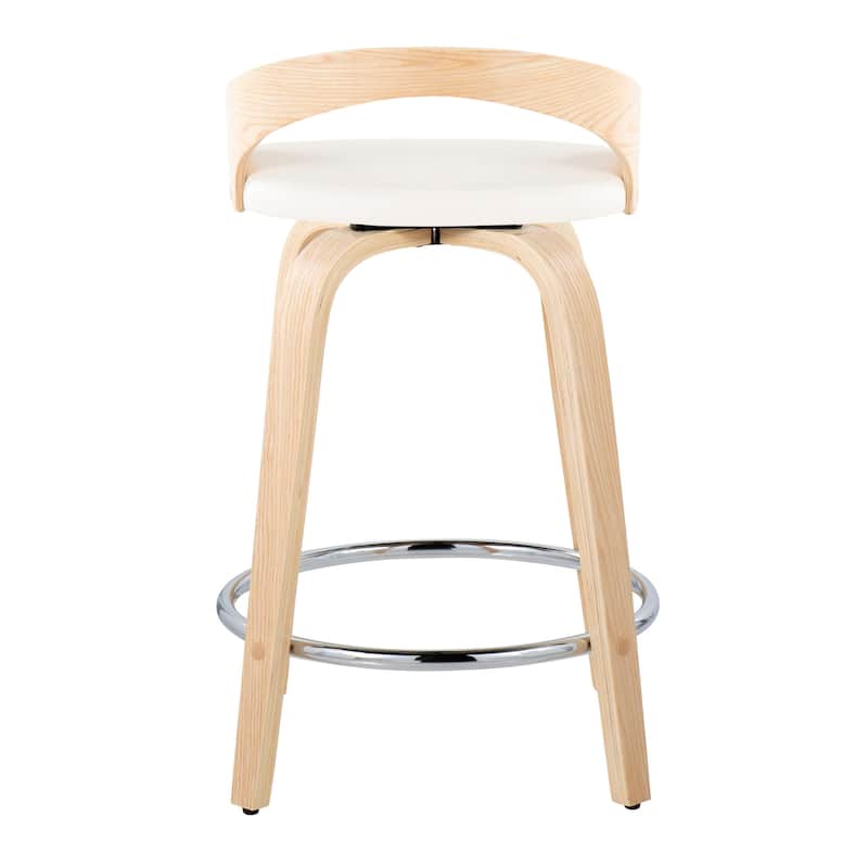 Carson Carrington Stavanger 24" Fixed-Height Counter Stool with Bent Wood Legs & Round Footrest (Set of 2)