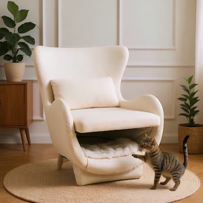 Modern Velvet 2-in-1 Lounge Chair - Pet-Friendly Upholstered Accent Chair for Living Room & Office‌