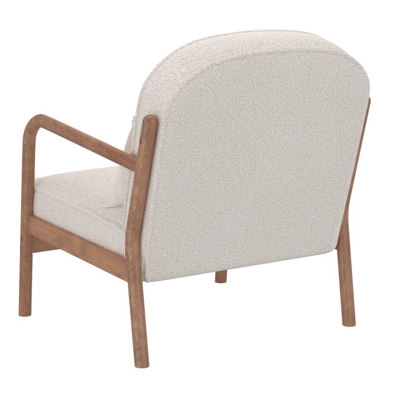 Mid-Century Modern Faux Leather & Solid Wood Accent Chair