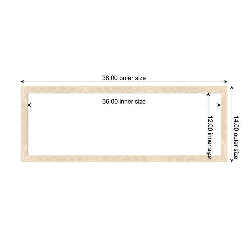 Amanti Art Woodgrain Stripe Blonde Framed Dry Erase Magnetic Board - 38 x 14 in - Woodgrain Stripe Blonde