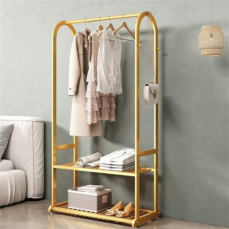 Gold clothing racks for hanging clothes - 15.8"D x 31.5"W x 67.7"H - gold L:31.5IN