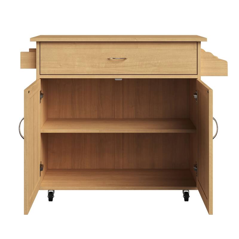 Kitchen Island with Spice Rack and Storage Cabinet - Rolling Cart with Drawers by Lavish Home (Oak)