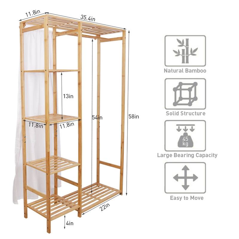 Free-standing Garment Rack Closet Organizer Coat Hanging Stand