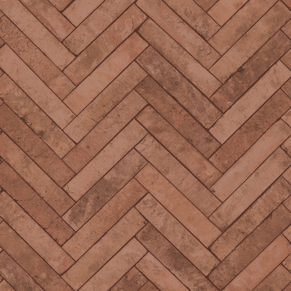 Galerie Wallcoverings Bricks and More Collection Herringbone Brick Matte Finish Vinyl on Non-woven Wallpaper Roll