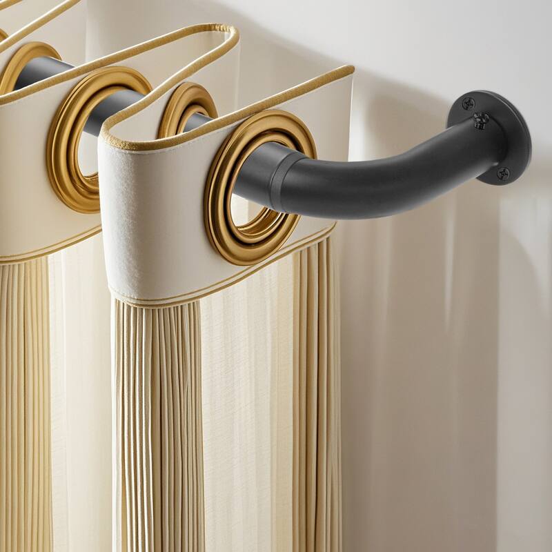 Meriville 1-Inch Diameter Wrap Around Blackout Curtain Rod, Round Base