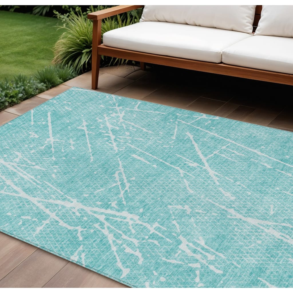 HomeRoots Abstract Transitional Rectangle Outdoor Rug