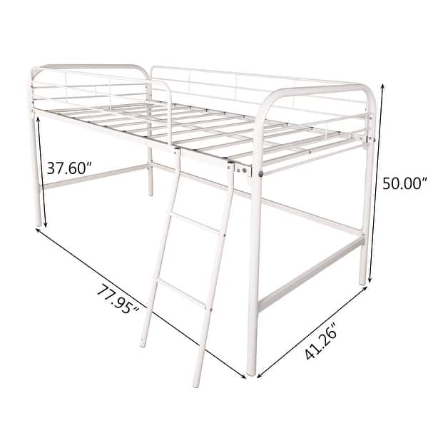 Metal Twin Size High Loft Bed with Full-Length Guardrails and Sturdy ...