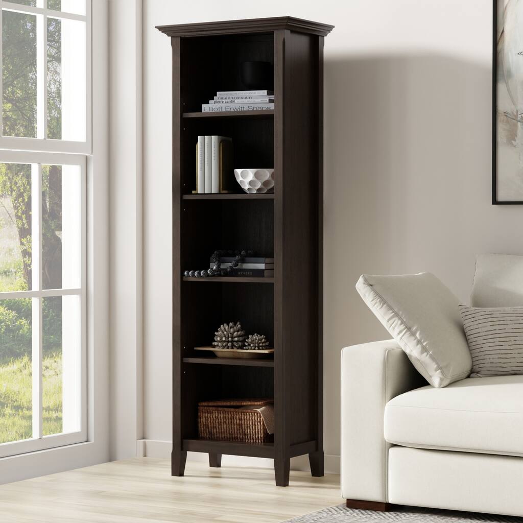 WYNDENHALL Halifax SOLID WOOD 70 x 24 inch Transitional 24 inch 5 Shelf Bookcase in Hickory Brown