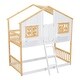 preview thumbnail 35 of 43, Twin Wood House Bunk Bed with Roof & Safety Guardrails