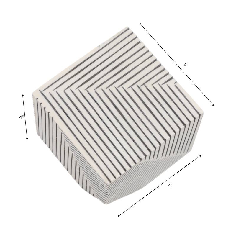 Resin Wood Modern Decorative Object Cube for Home Decor - 4" Black - 4" x 4" x 4"