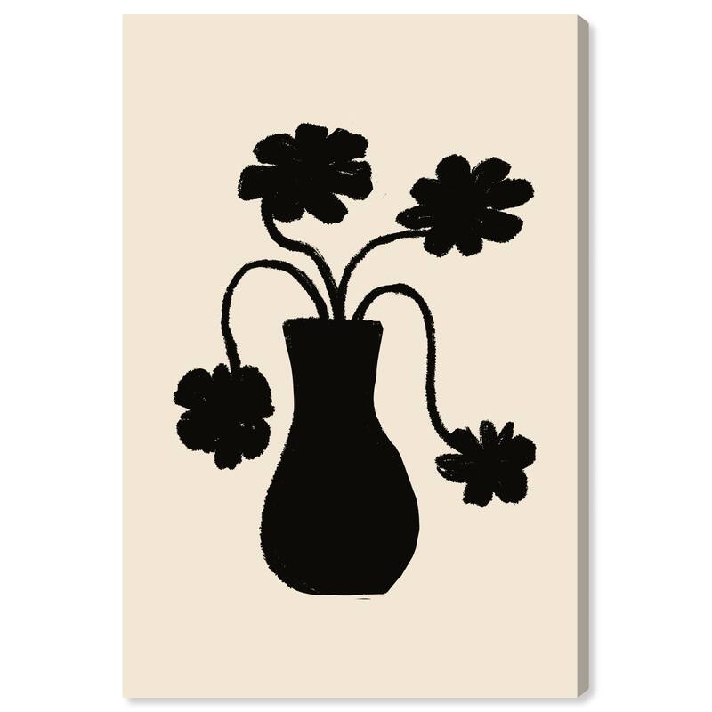 Wynwood Studio Canvas Floral and Botanical Planting Minimalist Black and Cream White Modern & Contemporary Wall Art Canvas Print