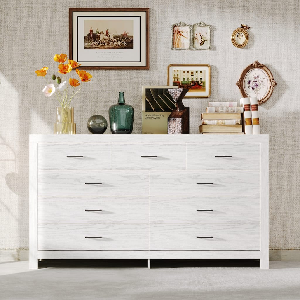 Elegant Wood - grain Nine - drawer Dresser: Spacious Storage, Modern Design & Quality Details