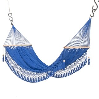 Novica Handmade Simple Relaxation In Lapis Cotton Rope Hammock (Single ...