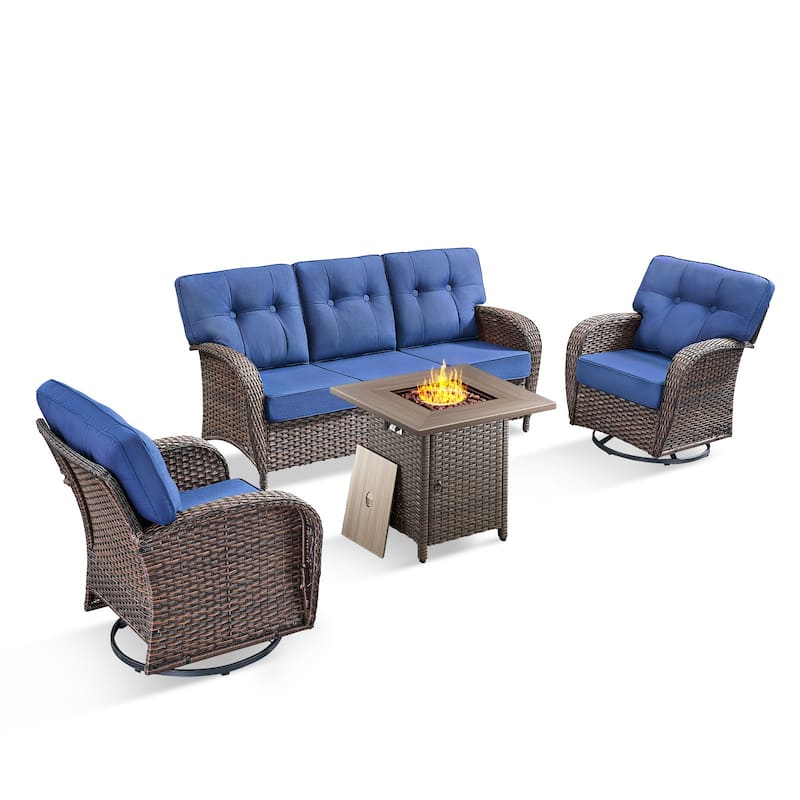 Pocassy Ooutdoor Fire Pit Table with Patio Funiture