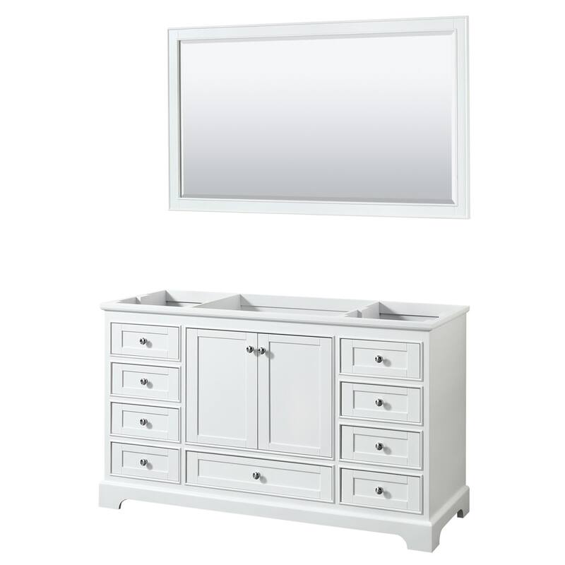 Wyndham Collection Deborah 59-1/4" Free Standing Single Wood Vanity - White / Polished Chrome Hardware