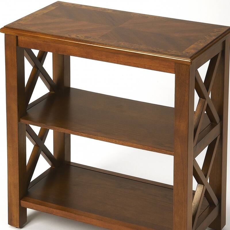 HomeRoots25" Brown Two Tier Standard Bookcase - 22