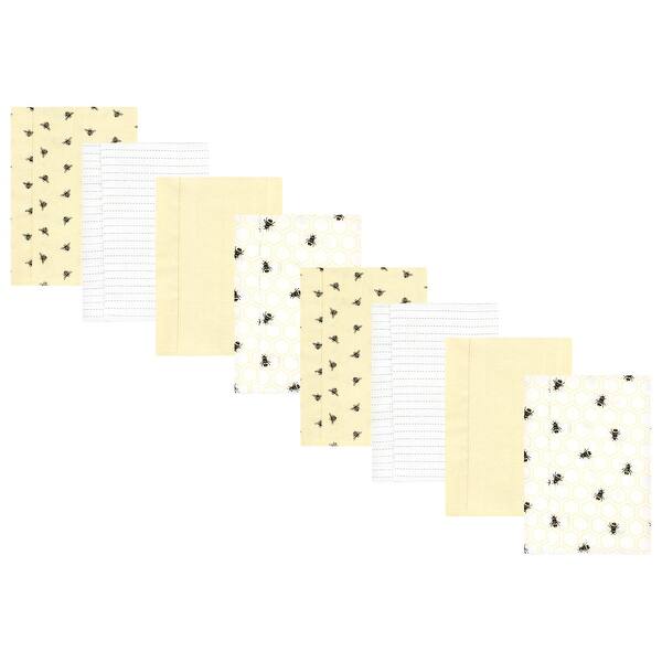 slide 1 of 1, Hudson Baby Boys and Girls Cotton Poly Flannel Burp Cloths 8-Pack, Honey Bee, One Size - Honey Bee 8-Pack - One Size One Size - Honey Bee 8-Pack