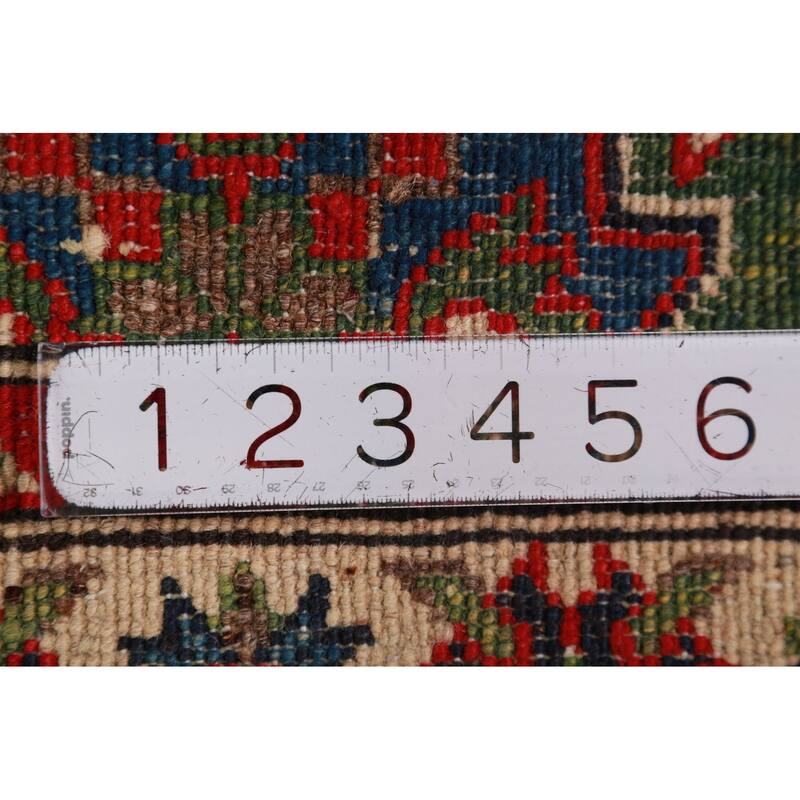 Green Geometric Kazak Oriental Foyer Rug Handmade Wool Carpet - 2'0"x 3'0"