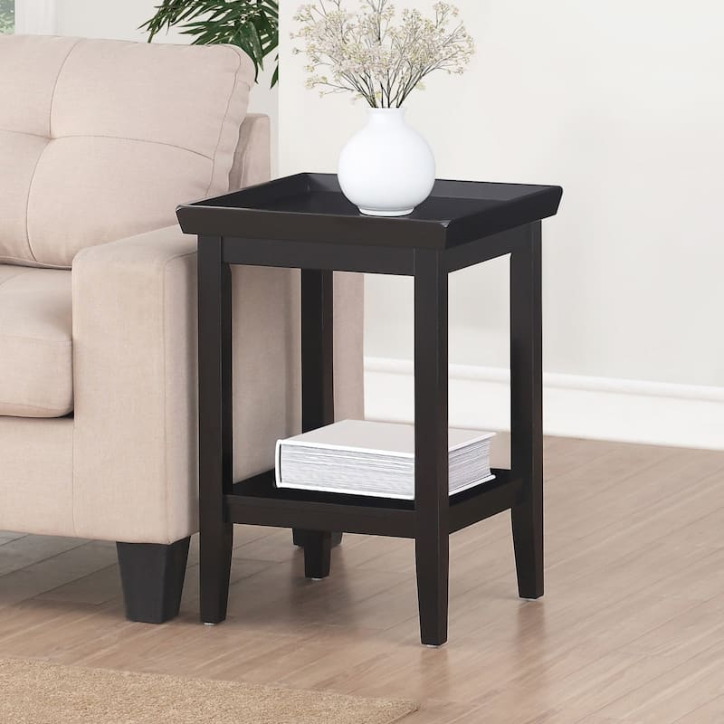End Table with Storage Shelf, Black Accent Table, Living Room Side Table, Modern Design, Rubberwood Construction - 26