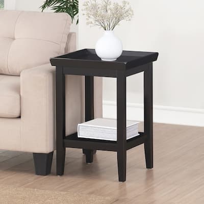 End Table with Storage Shelf, Black Accent Table, Living Room Side Table, Modern Design, Rubberwood Construction - 26