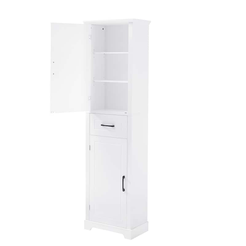 GDF Studio - Peter Modern MDF Tall Bathroom Storage Cabinet with Adjustable Shelves and Two Doors
