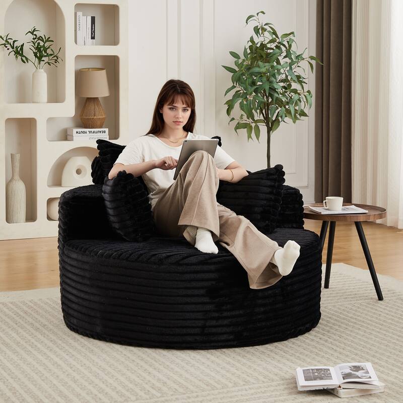 Rossetta 50"L Modern Backrest Pillow Design Fluffy Corduroy Sponge Single Sofa, No Assembly Required