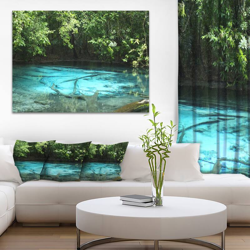 Designart "Emerald Pond in Deep Forest" Landscape Photography Canvas Print - 40 in. wide x 30 in. high