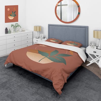 Designart 'Tropical Leaf Silhouettes and Shapes III' Modern Duvet Cover Set