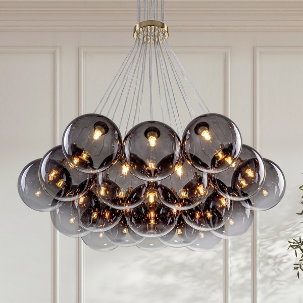 13/ 19-Light Modern Glam Gold Sputnik Cluster Swirled Glass Globe