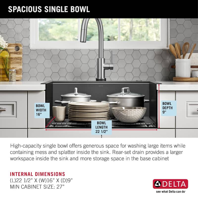 Delta 95A9031-T25S Rivet 25" Drop In Single Basin Stainless Steel