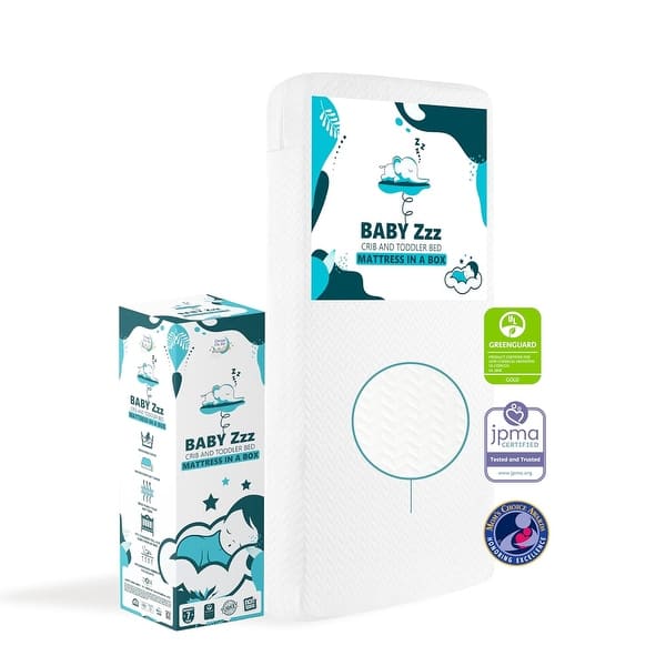 slide 2 of 7, Dream On Me Baby Zzz 5" Foam Crib & Toddler Bed Mattress in a Box - White White
