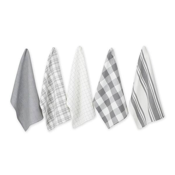 DII Asst Vintage Everyday Dishtowel (Set of 5) - Grey