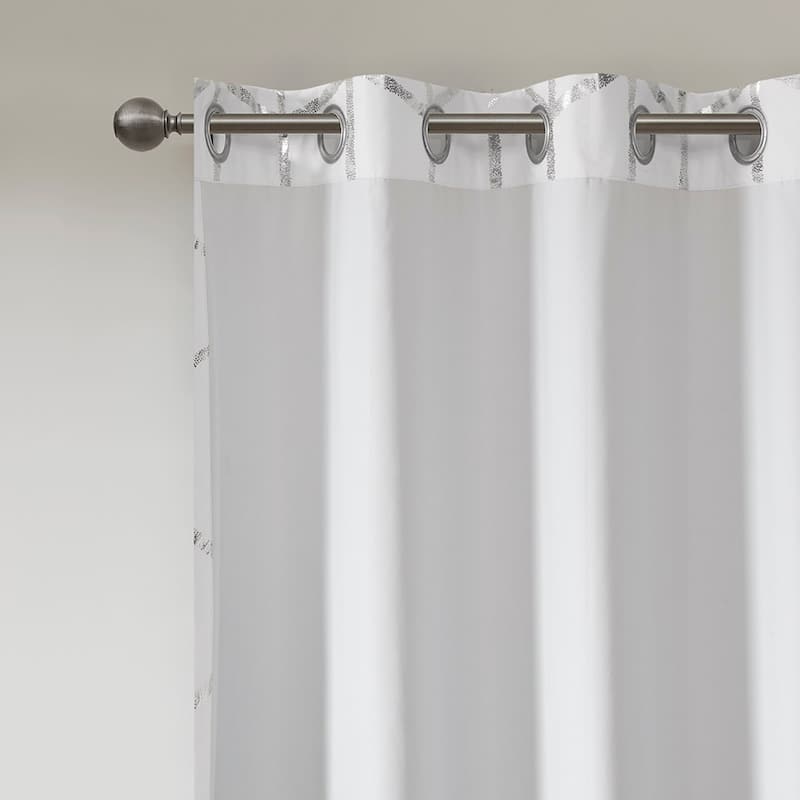 Total Blackout Metallic Print Grommet Top Curtain Panel