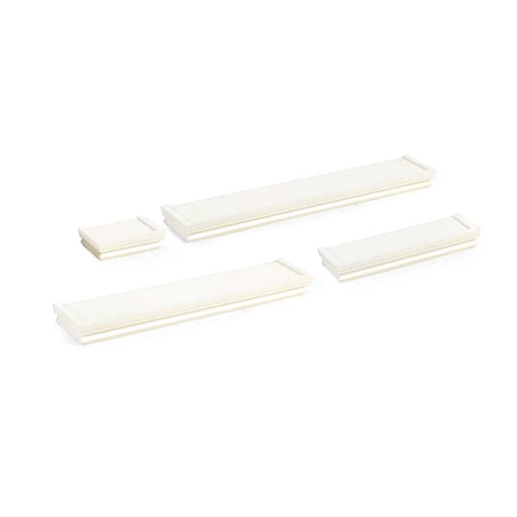 Melannco Set of 4 White Wall Shelves, 24, 20, 12, 6 Inch