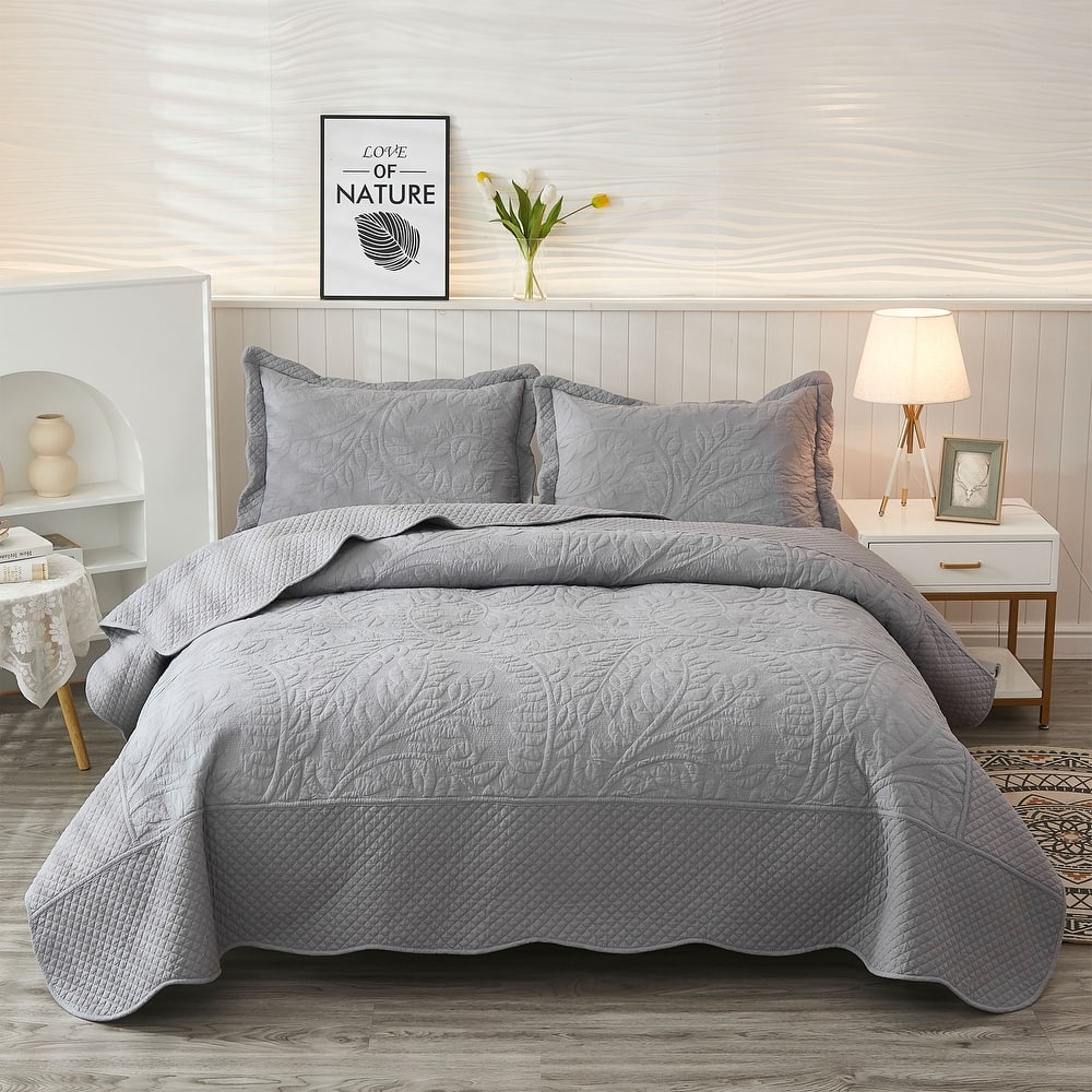 MarCielo 3 Piece Cotton Oversized Bedspread Quilt Set Tmonica