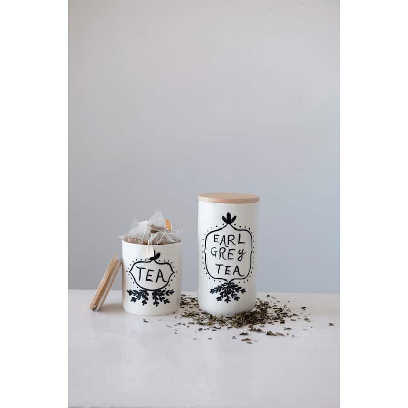 Stoneware Jar with Bamboo Lid "Earl Grey Tea"