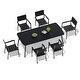 preview thumbnail 12 of 27, 7-piece Patio Dining Set Outdoor Rectangular Table with Umbrella Hole, Stackable Chairs