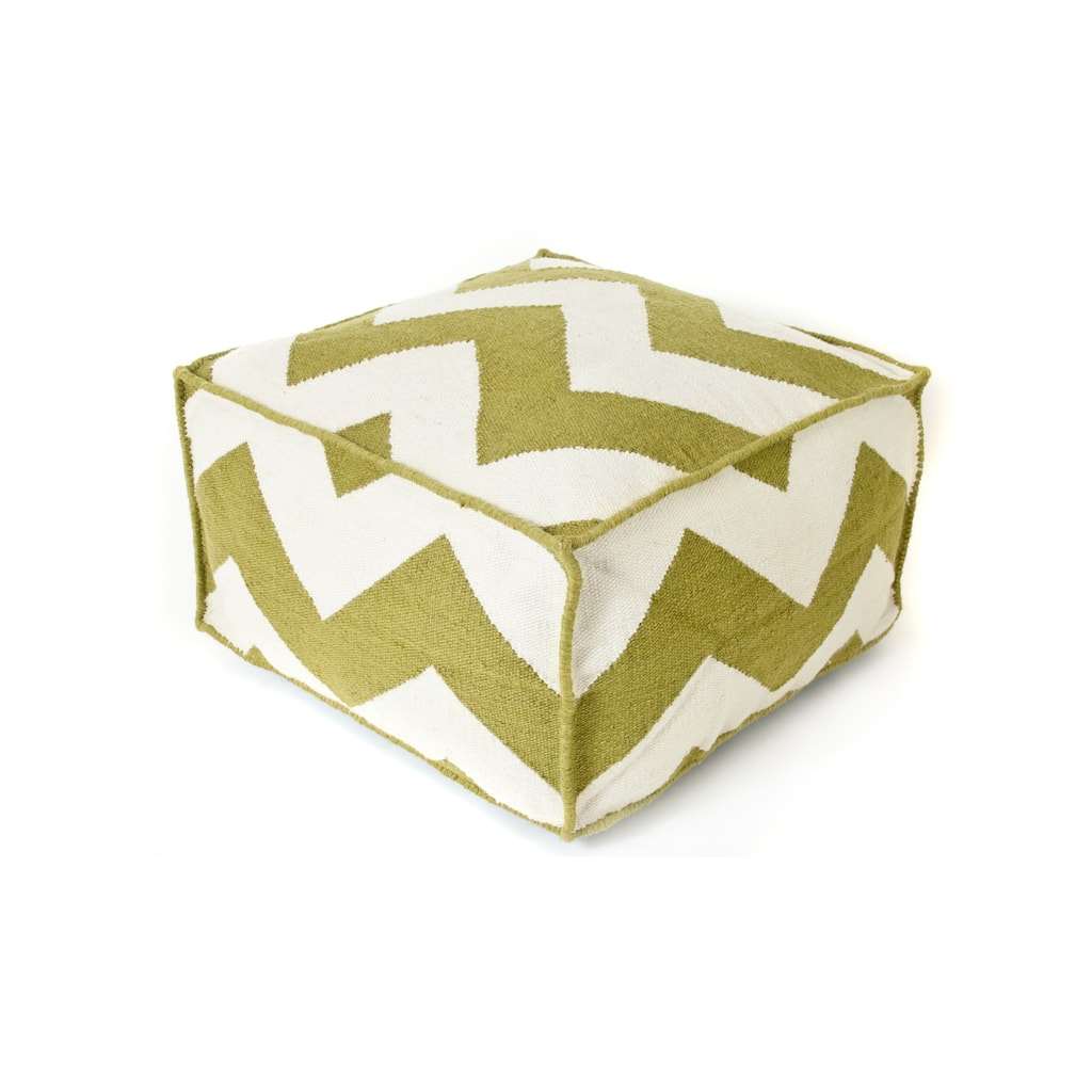 Jiti Indoor & Outdoor Chevron Patterned Casual Square Lounging Pouf Ottoman Seating for Indoor Space 24 x 24 x 13