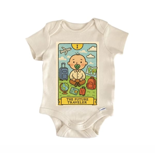 slide 2 of 6, Travel Tarot - Baby Bodysuit Blue - 0-3M