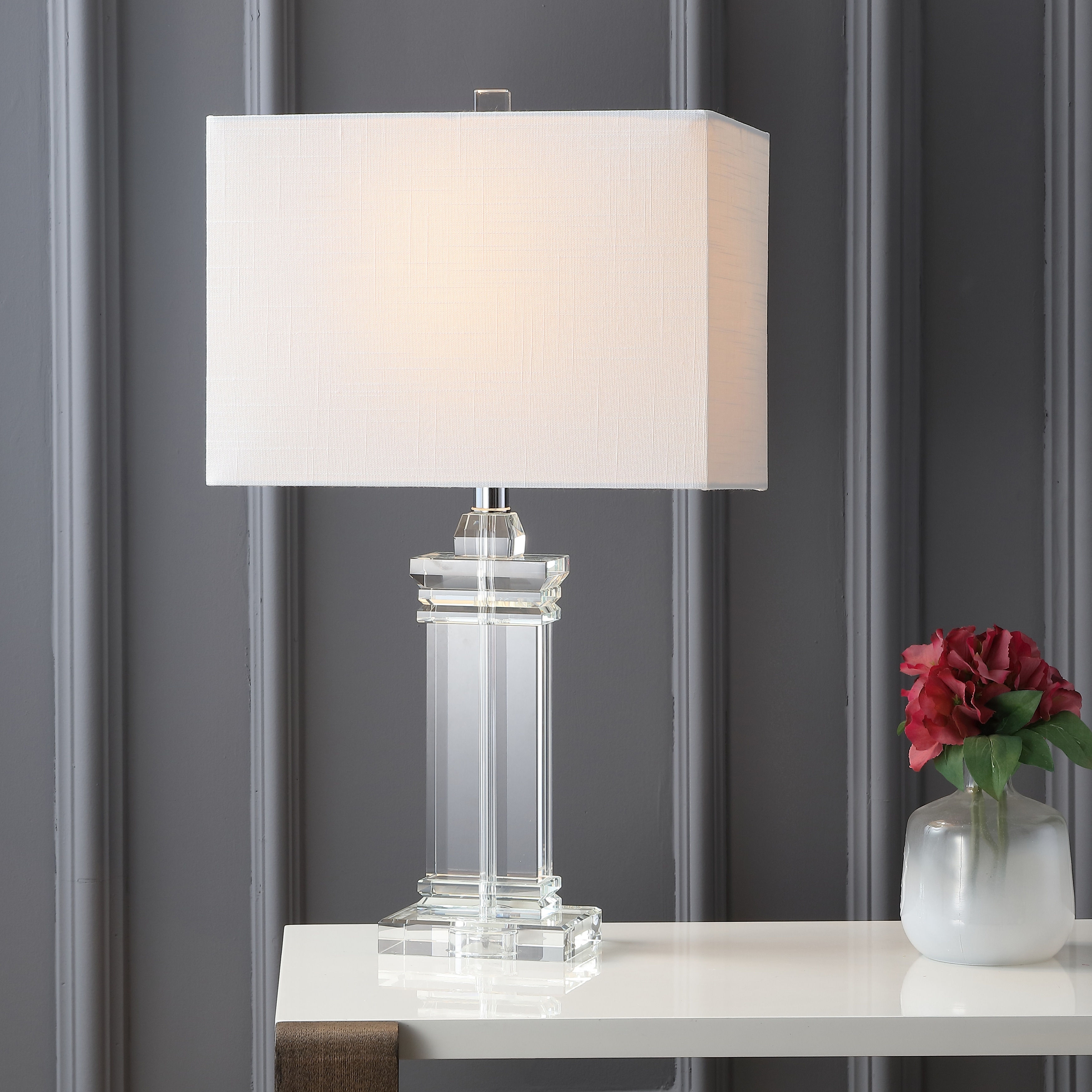 JONATHAN Y Channing 23.5" Crystal LED Table Lamp, Clear