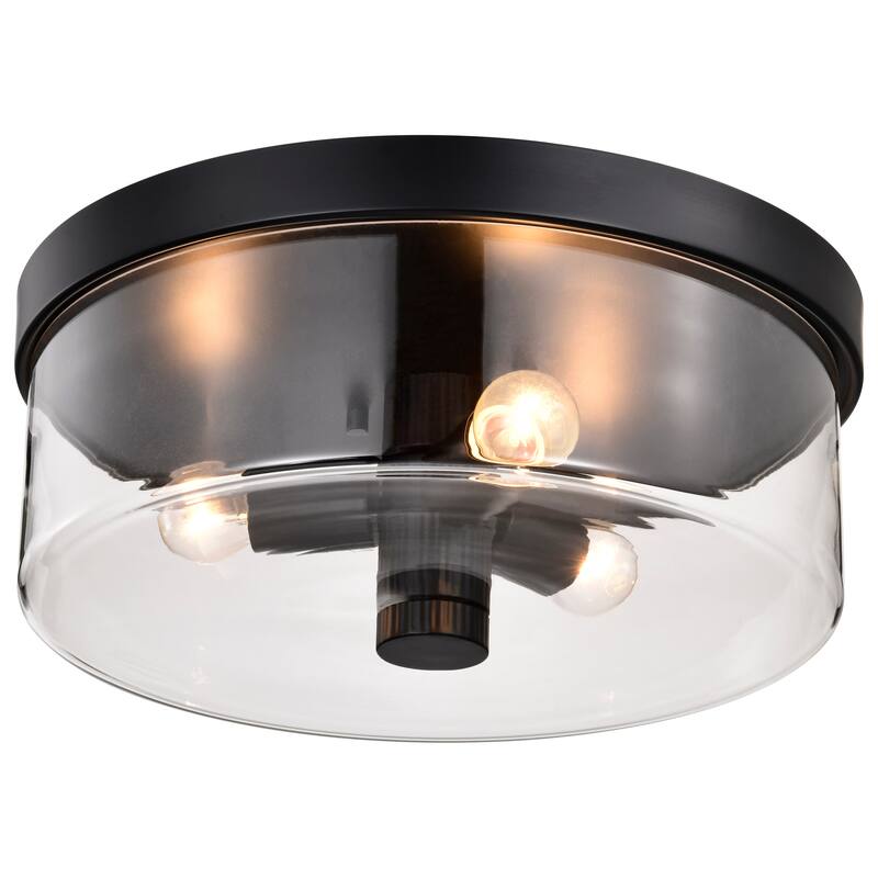 Clarksville - 15 Inch Flush Mount - Matte Black with Clear Glass
