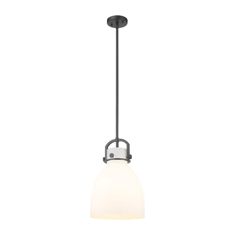 Innovations Lighting Newton Bell - 1 Light 10" Stem Hung Pendant - Matte White/Matte Black