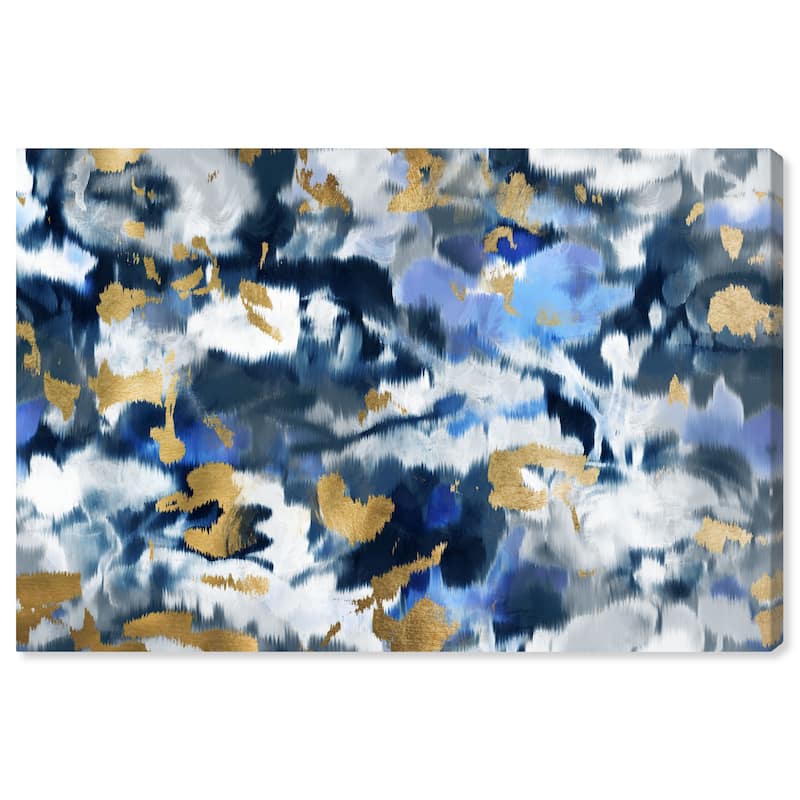 Wynwood Studio Abstract Blancanada Blue and Metallic Gold Modern & Contemporary Wall Art Canvas Print