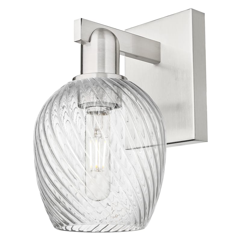 Innovations Lighting 716-1W-12-6 Salina Sconce Salina 12" Tall Wall - Brushed Satin Nickel / Clear Spiral Fluted
